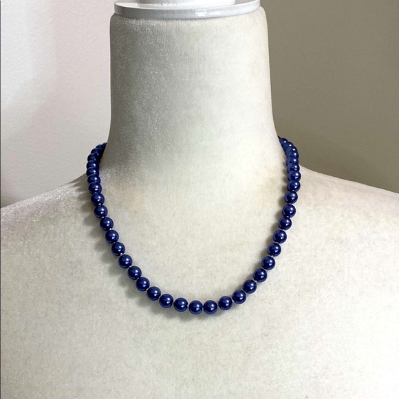 Hand Crafted Elegant Small Blue Pearl Necklace Bracelet Set Wedding Anniversary - Picture 5 of 17